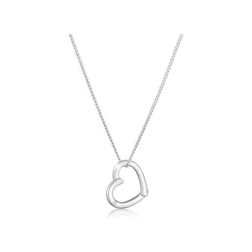 DIAMORE collana con ciondolo cuore da donna in argento sterling 925 con diamante (0.02 ct. )