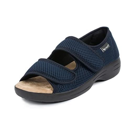 Aerosoft sandali stretch 06 donna uomo pantofole antiscivolo chiusura in velcro (blu, 40)