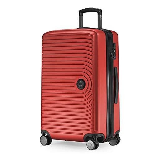 Hauptstadtkoffer mitte - valigia rigida di medie dimensioni, tsa, 4 ruote, bagaglio da stiva con espansione di volume di 8 cm, 68 cm, 88 l, rosso
