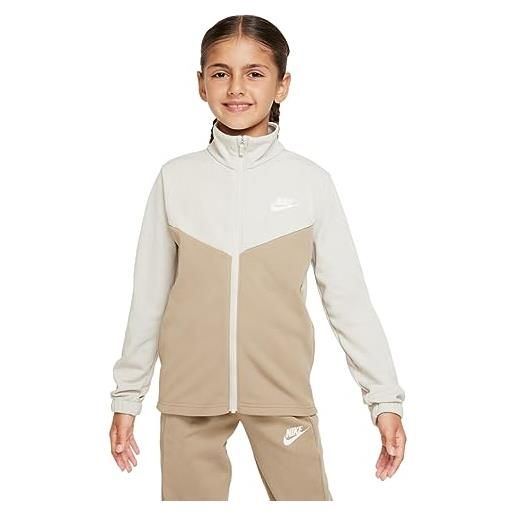 Nike unisex kids tracksuit k nsw tracksuit poly fz hbr, light bone/khaki/white, fd3067-072, xs