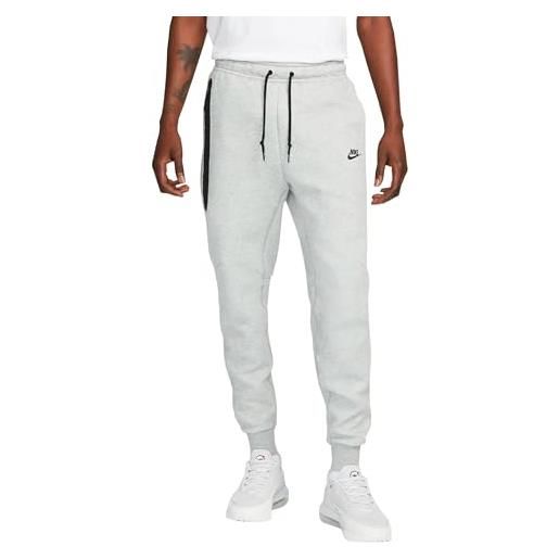 Nike fb8002-064 tech fleece pantaloni sportivi uomo dk grey heather/black/white taglia l