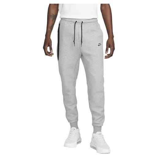 Nike fb8002-064 tech fleece pantaloni sportivi uomo dk grey heather/black/white taglia m