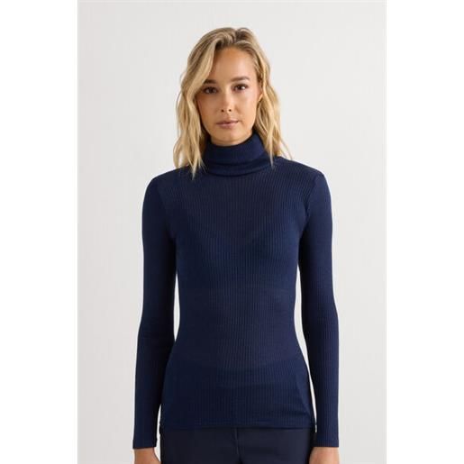 Intimissimi dolcevita lana e seta manica lunga con collo alto blu