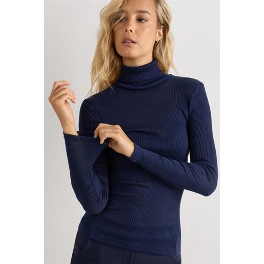 Intimissimi dolcevita lana e seta manica lunga con collo alto blu