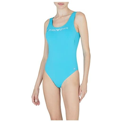 Emporio Armani women's logo lover swimsuit costume da bagno one piece, turchese, xl donna