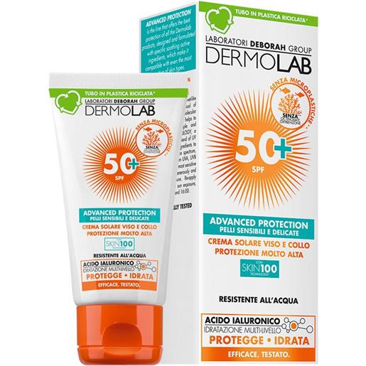Deborah dermolab crema solare viso e collo protezione molto alta spf 50+ 50ml