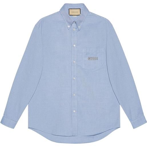 Gucci camicia con ricamo - blu