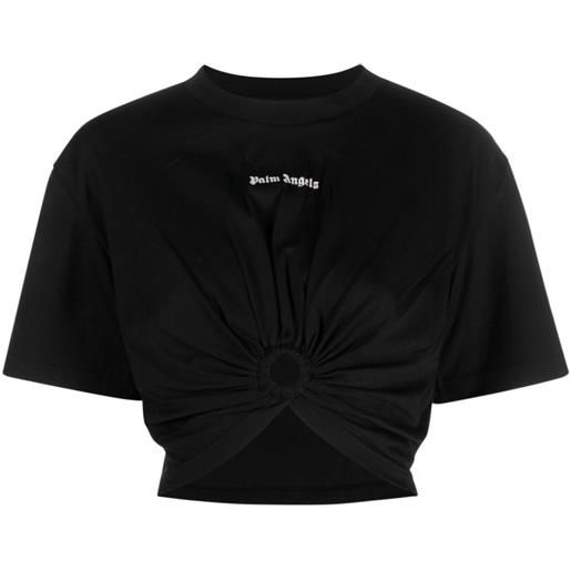 Palm Angels t-shirt crop con dettaglio ad anello - nero