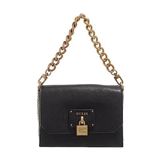 Guess centre stage crossbody flap, borsa a tracolla donna, nero, taglia unica