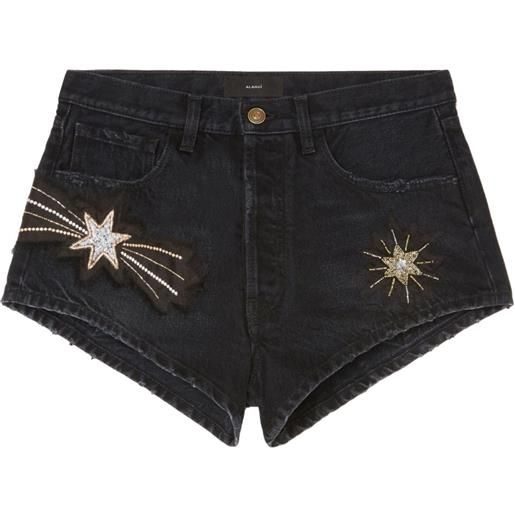 Alanui shorts denim the wandering star - nero