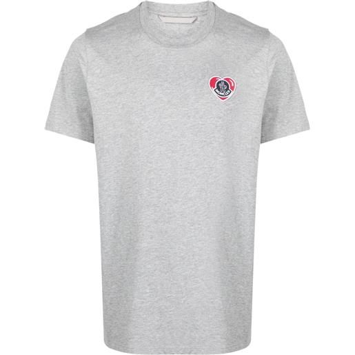 Moncler t-shirt con applicazione logo - grigio