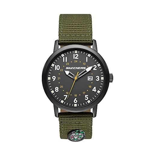 Skechers orologio parkhurst da uomo, movimento digitale, cassa in lega verde da 43 mm con cinturino in tela, sr5182