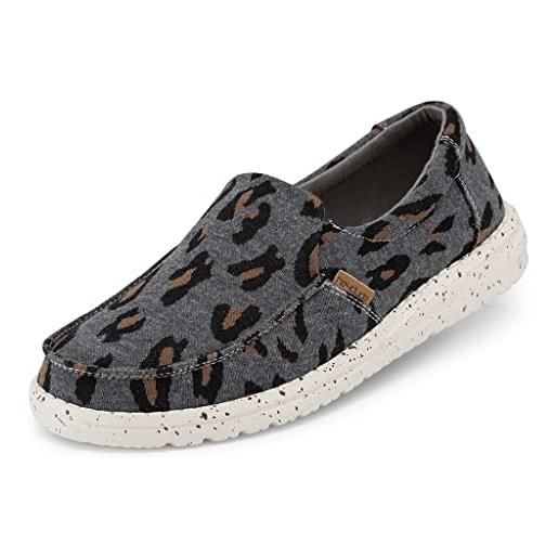 Hey Dude misty, loafer shoes donna, grigio (charcoal cheetah), 37 eu