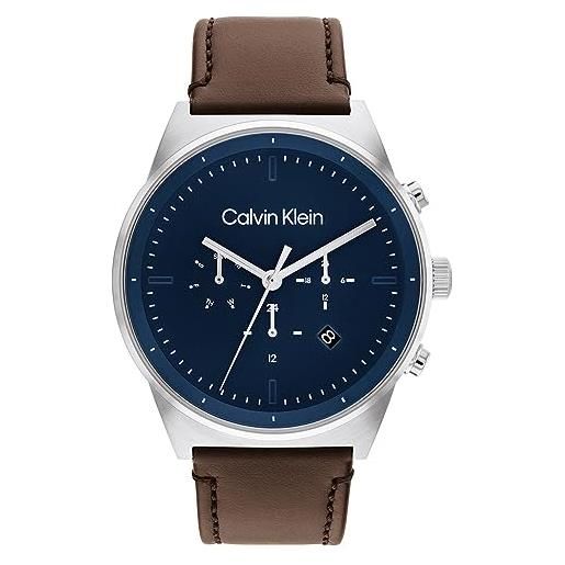 Calvin Klein orologio analogico multifunzione al quarzo da uomo collezine ck impressive con cinturino in acciaio inossidabile o in pelle blu 1