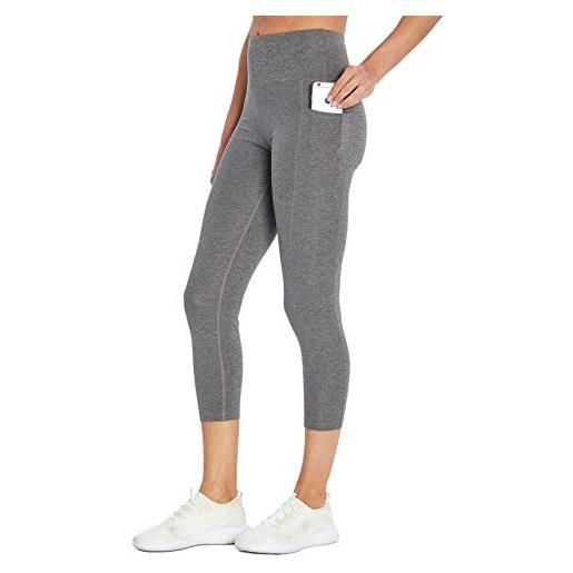 Bally Total Fitness - legging a vita alta, con tasca a metà polpaccio, colore: grigio antracite, taglia m