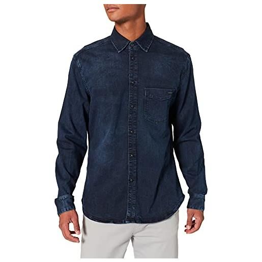 Sisley shirt 52tp5qi59 camicia, dark blue 902, l uomo