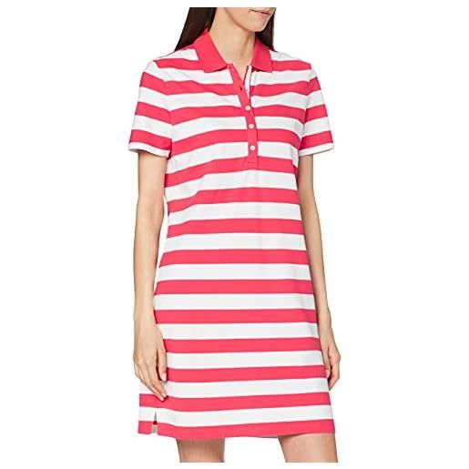 BRAX gweneth dresses piqué stripes baumwollkleid polokragen gestreift vestito, rosso (summer red 43), xx-large (taglia produttore: 44) donna
