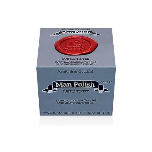 Man Polish subtle tinted (colorazione leggera) - prodotta nel regno unito - crema viso idratante da uomo di alta qualità, autoabbronzante graduale, 50 ml