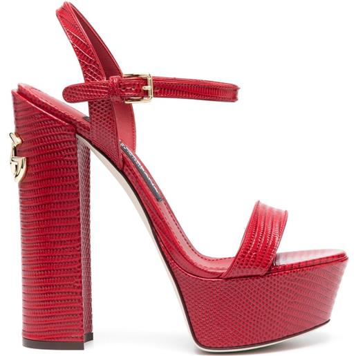 Dolce & Gabbana sandali con placca logo - rosso