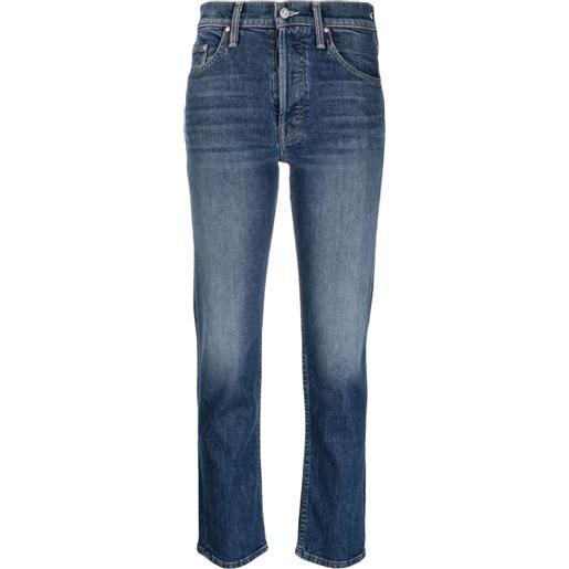MOTHER jeans skinny crop a vita alta - blu