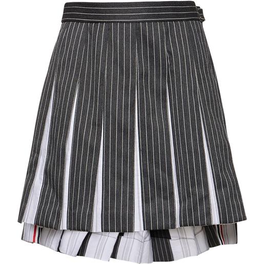 THOM BROWNE minigonna in twill di lana plissé