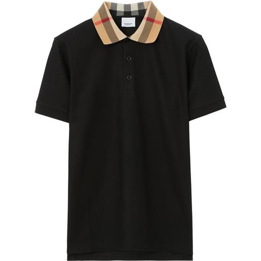 Burberry polo con colletto a quadri - nero