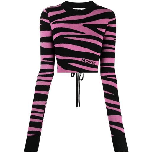 Monse maglione corto con motivo zebrato - rosa