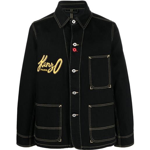 Kenzo giacca-camicia con applicazione - nero