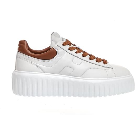 HOGAN sneakers h stripes in pelle bianco cuoio