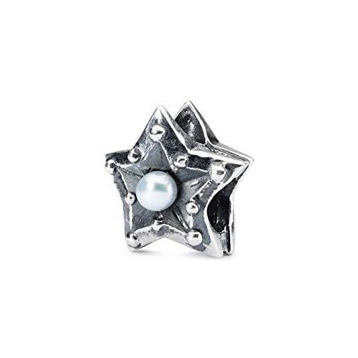 Trollbeads tagbe-00218 - ciondolo da donna a forma di stella della saggezza, in argento 925, con perla bianca