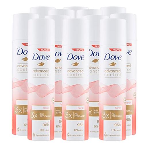Dove 12x deodorante spray Dove advanced control floral 96h 0% alcol antitraspirante - 12 deodoranti da 100ml ognuno