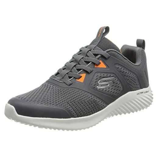 Skechers bounder high degree, scarpe uomo, charcoal mesh synthetic orange trim, 41.5 eu