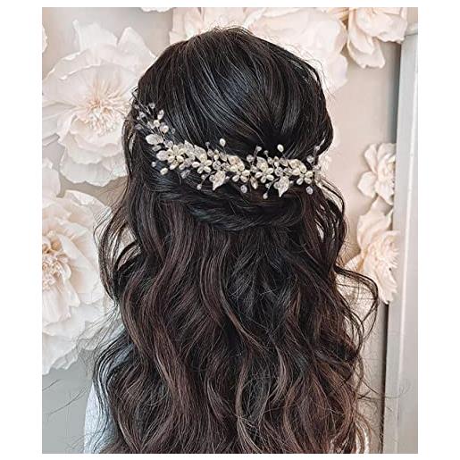 Unicra sposa capelli da matrimonio vite fiore argento accessori per capelli foglia da sposa cerchietto per donne e damigella d'onore