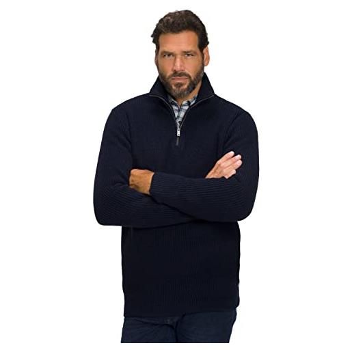 JP 1880 maglione polo in maglia a costa inglese con collo alto e zip blu scuro 3xl 809093130-3xl