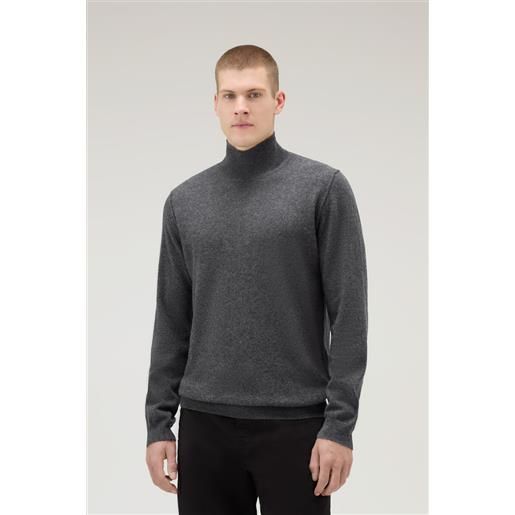 Woolrich uomo maglione a collo alto in misto lana merino grigio taglia s