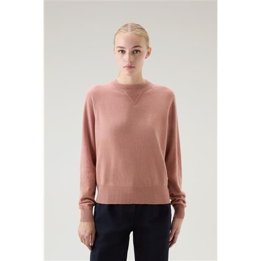 Woolrich donna maglia girocollo in misto lana rosa taglia m
