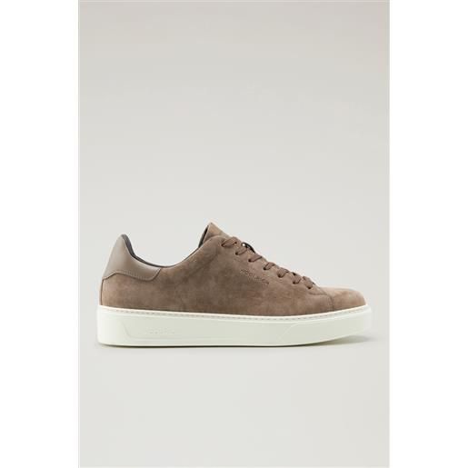 Woolrich uomo sneakers classic court in pelle scamosciata taupe taglia 39