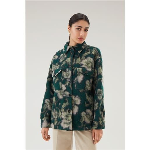 Woolrich donna giacca a camicia gentry in misto lana verde taglia s