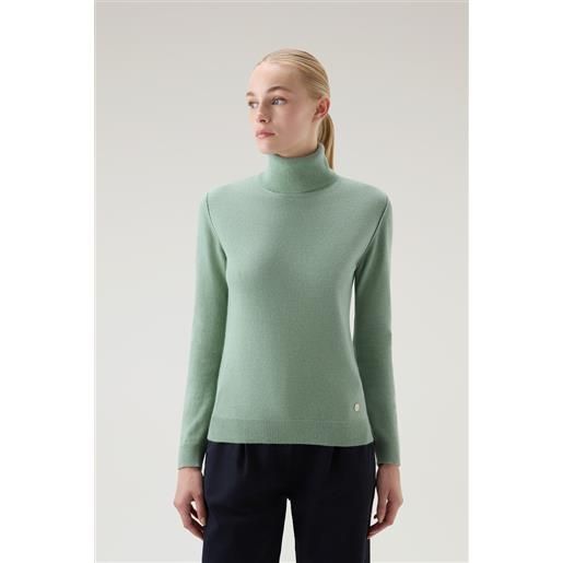 Woolrich donna maglione a collo alto in misto lana verde taglia xs