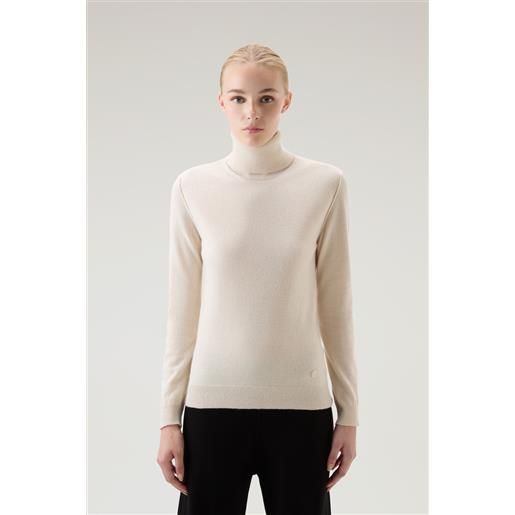 Woolrich donna maglione a collo alto in misto lana bianco taglia xs