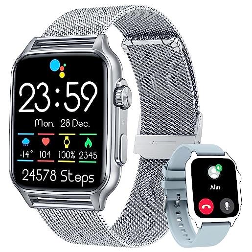 NONGAMX smartwatch uomo orologio fitness tracker: 2,0'' smart watch orologi con chiamate pressione sanguigna cardiofrequenzimetro contapassi sportivo impermeabile bluetooth compatibile android e ios telefono