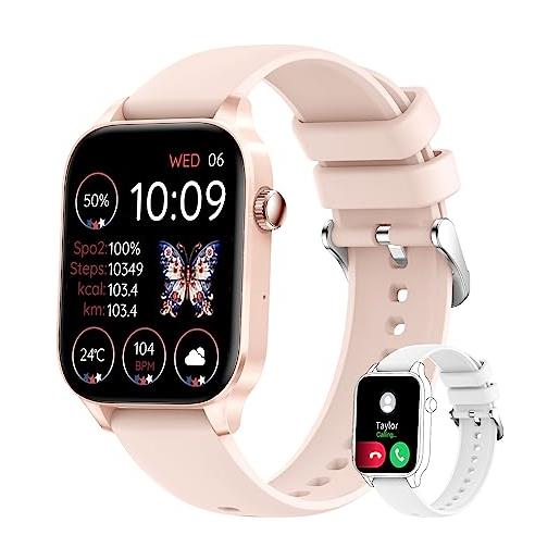 Iaret smartwatch donna chiamate e risposta, 1.85 orologio smart watch assistente vocale notifiche messaggi, orologio digitale contapassi cardiofrequenzimetro spo2 sonno cronometro 20 sportivo, android ios