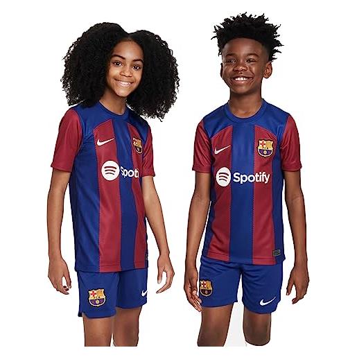 Nike fcb df stad t-shirt, blu royal profondo/rosso nobile e bianco, 116-128 unisex-bambini e ragazzi