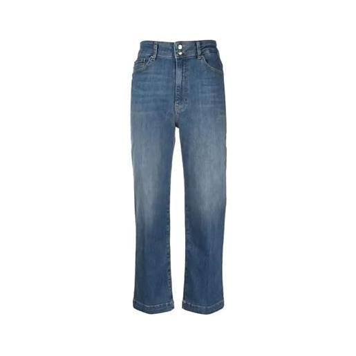 Love Moschino cropped slim fit 5-pocket trousers pantaloni casual, medium blue denim, 32 da donna