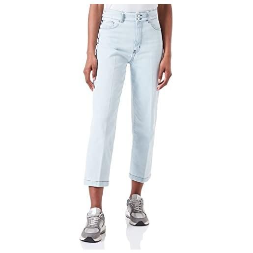 Love Moschino cropped slim fit 5-pocket trousers pantaloni casual, blue, 31 da donna
