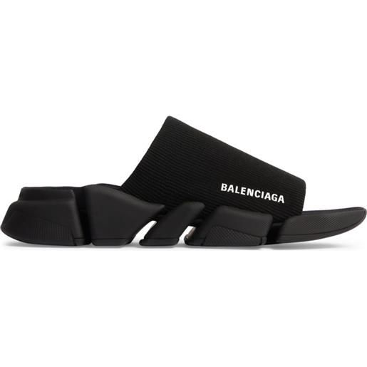 Balenciaga sandali slides speed 2.0 a coste - nero