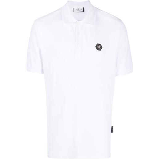Philipp Plein logo-patch short-sleeve polo shirt - bianco