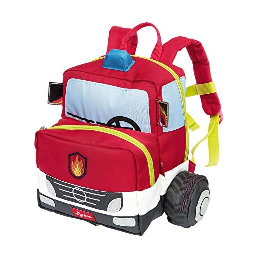 Sigikid, trattore, zaino unisex-bambini e ragazzi, rosso/camion dei pompieri, 25x28x18 cm