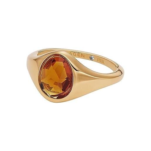 Skagen sea glass anello da donna in vetro color miele, skj1740710, oro (gold), 6.5