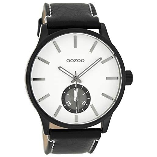 Oozoo orologio da polso xl con cinturino in pelle per articoli speciali, outlet a prezzo ridotto, variante 2, c9083 - nero/bianco/nero